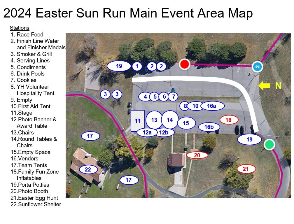 EASTER SUN RUN event map with legend